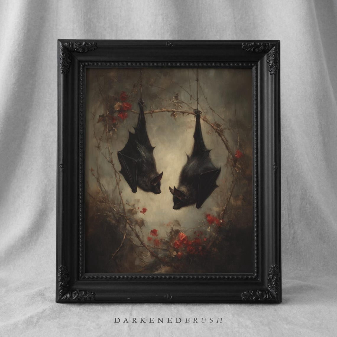 Moody Bats And Floral Rose Gothic Valentine Art - Walmart.com