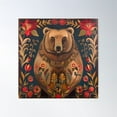 thumbnail image 1 of Moody Bear Folk Art Poster Wall Art, Modern Wall Decor For Living Room Bedroom, 17x17 UNFRAMED, 1 of 3