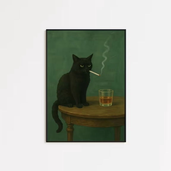 Moody Black Cat Poster Size 24''x36''-Gategoo