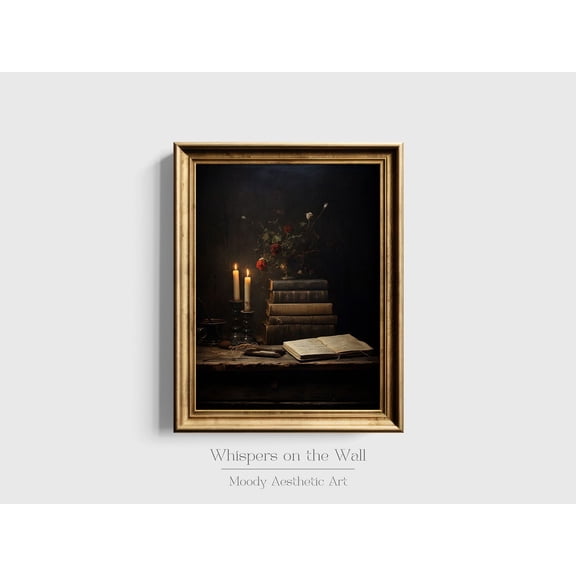 Moody Book Art Print Dark Academia Decor Gothic Bookish Gift Library Goth Wall Art