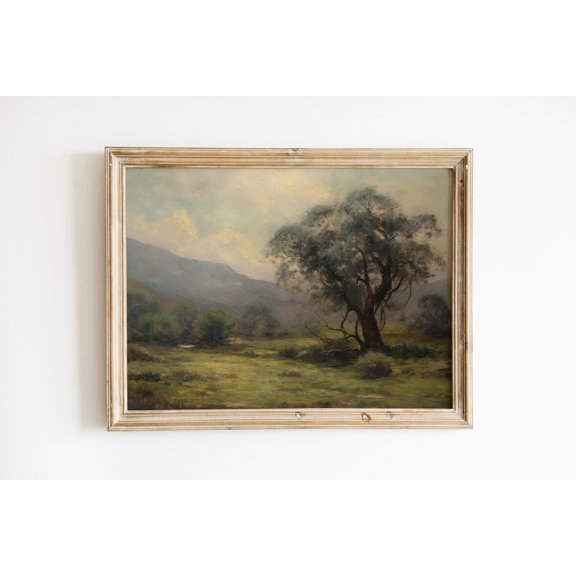 Moody Botanical Painting, Soft Foyer Wall Decor