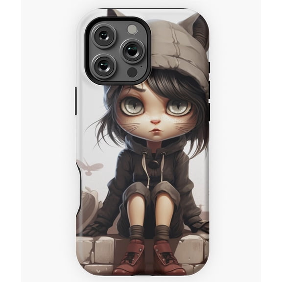 Moody Cat Girl Emo Graphic Design N5986 Phone Case for iPhone 17 16 15 14 13 12 11 Pro Max