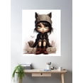 thumbnail image 1 of Moody Cat Girl Poster Wall Art, Modern Wall Decor For Living Room Bedroom, 8x12 UNFRAMED, 1 of 3