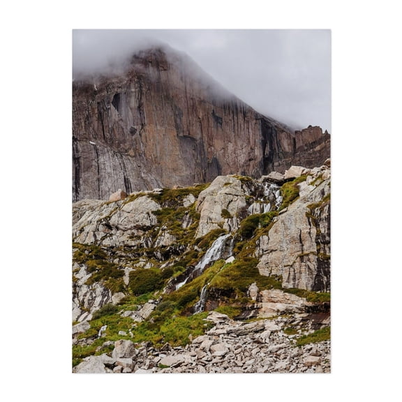 Moody Chasm Lake Waterfall - Colorado Photography Mountain Waterfall Nature Landscape Scenic Foggy Wilderness Unframed Wall Art Print 9 x 12 inches