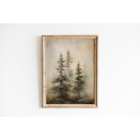 Moody Christmas Decor Vintage Christmas Tree Art Snowy Forest Wall Decor Christmas Wall Decor Holiday Decor Winter Nature Wall Decor