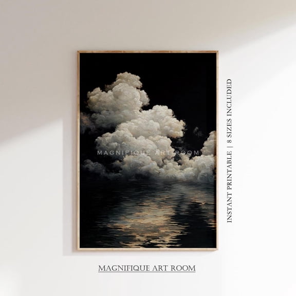 Moody Cloud Poster Wall Art : Dark Academia Cottagecore Gothic Farmhouse Decor F264, Size 24x36 UNFFRAMED F03.1.7l2277