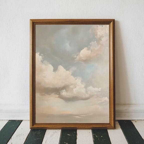 Moody Cloud Wall Art, Vintage Cloud , Moody Vintage Art Printable Cloudy Sky Poster Vintage Wall Decor, Muted Neutral Color Art, Size 8x12 UNFFRAMED F03.1.6l506