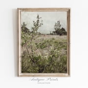 Moody Country Vintage, Trees Antique Vertical Wall Art, Cottage Wall Decor, Nature Landscape Wall Art,, Unframed Canvas Size 24x36