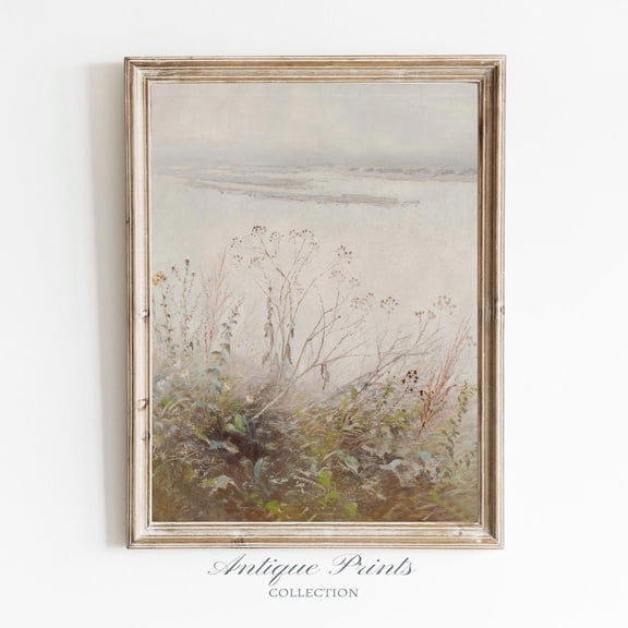 Moody Countryside Vintage, Fog Landscape Antique Vertical Wall Art, Cottage Wall Decor, Nature Landscape Wall Art, 765, Unframed Poster Size 12x18