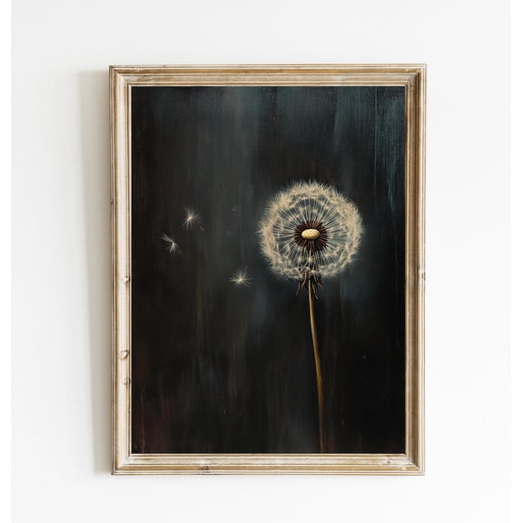 Moody Dandelion Vintage Print Poster Moody Wall Art Poster Dark Botanical Decor Moody Academia Wall Art Poster E209, Unframed Canvas Size 24x36 F03.1.18l81