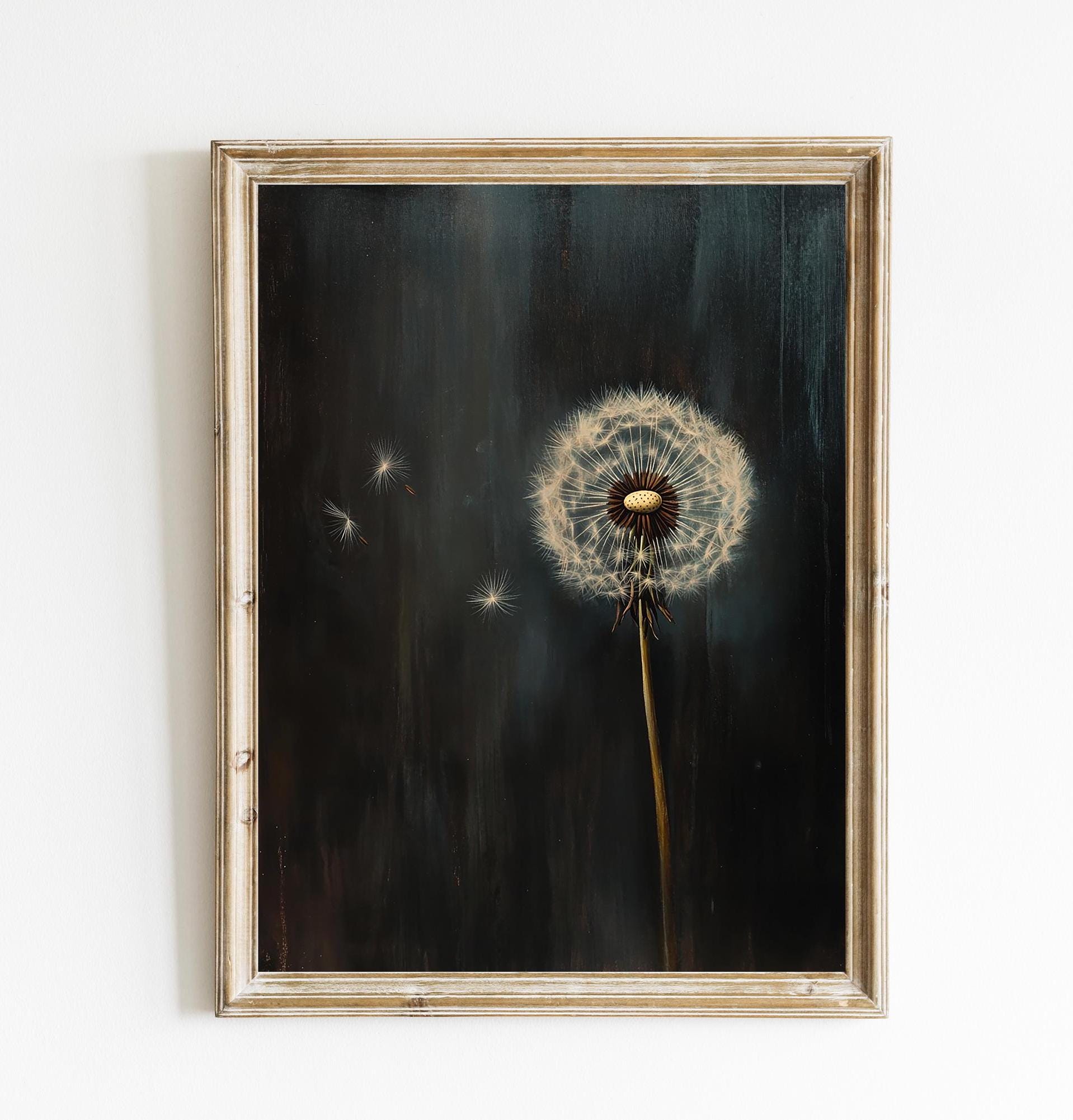 Moody Dandelion Vintage Print Poster Moody Wall Art Poster Dark ...
