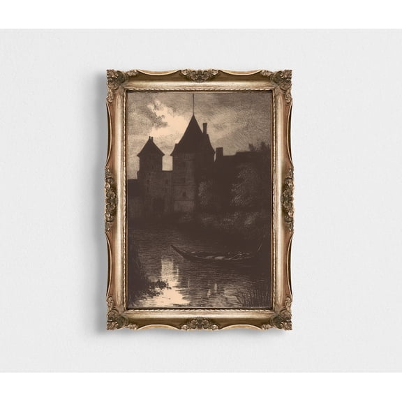 Moody Dark Landscape Poster, Landscape Vintage, Dark Academia Vintage Gothic Poster, Moody Wall Art, 8x12 UNFRAMED