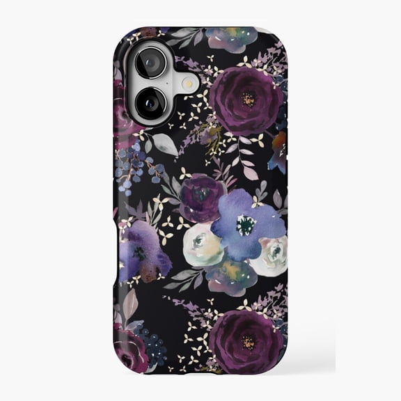 Moody Dark Watercolor Floral Phone Case 17 16 15 14 13 12 11 Pro Max