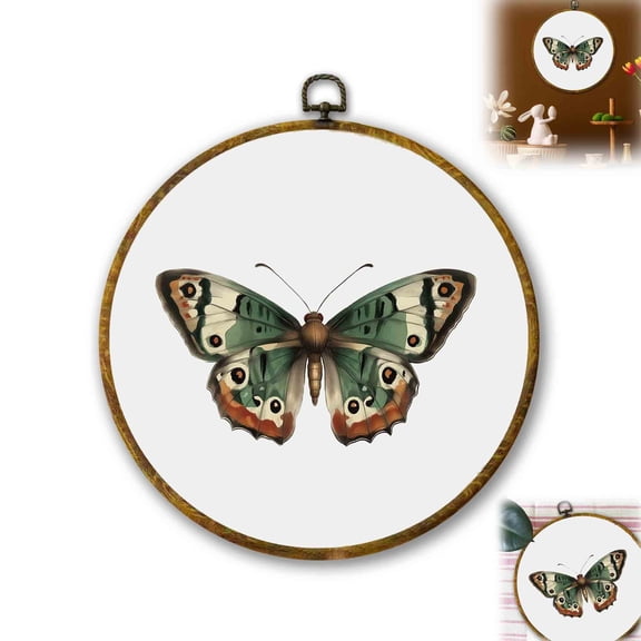 Moody Dragonfly Wall Art Decor, vintage butterfly wall art,  Vintage Dark Academia Insect Canvas Print 10x10, Cottagecore Minimalist Round Wall Hanging for Bedroom Living Room