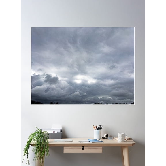 Moody Face Sky, Grey Clouds. Poster Wall Art, Modern Wall Decor For Living Room Bedroom, 8x12 UNFRAMED