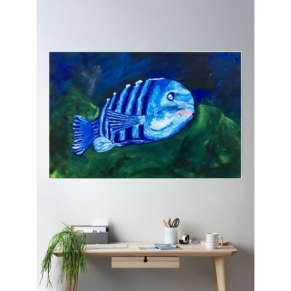 Moody Fish Poster Wall Art, Modern Wall Decor For Living Room Bedroom, 8x12 UNFRAMED