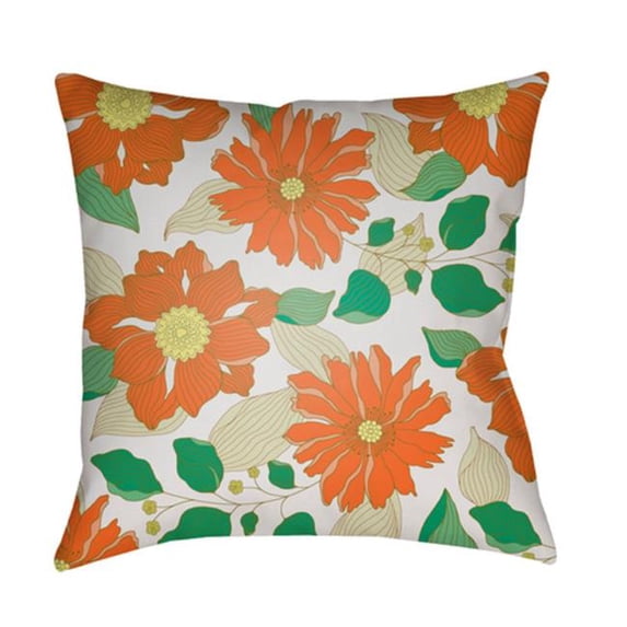 Surya MF035-2222 Moody Floral 22 x 22 x 5 in. Throw Pillow, Orange - Large