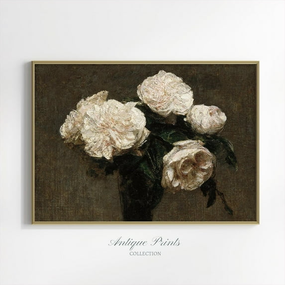 Moody Floral Art, Flowers Vase Vintage, Still Life, Antique Flowers, Floral Botanical Print, Home Decor #1200, 16x24 UNFRAMED