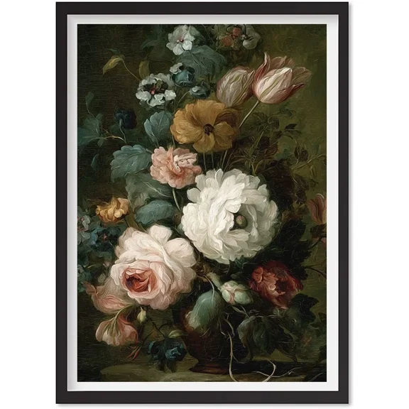 Moody Floral Printable Wall Art | Vintage Dark Flower Painting | Antique Victory, Matte Canvas Stretched, Posters for Room Bedroom Living Room Bathroom Wall Decor, Posters & Art Prints, Gift.