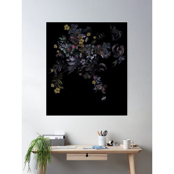 Moody Florals Poster Wall Art, Modern Wall Decor For Living Room Bedroom, 12x18 UNFRAMED