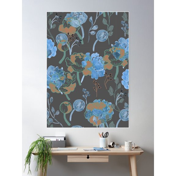Moody Florals Poster Wall Art, Modern Wall Decor For Living Room Bedroom, 24x36 UNFRAMED