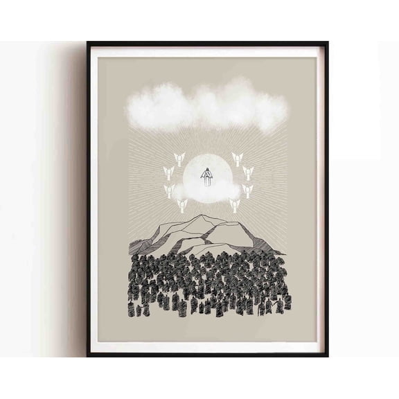 Christ Second Coming, Clouds Of Heaven Bible Wall Art, Christian Modern Print Bible Sketch Gift, Revelation Wall Art, Modern Wall Decor, 8x12 UNFRAMED