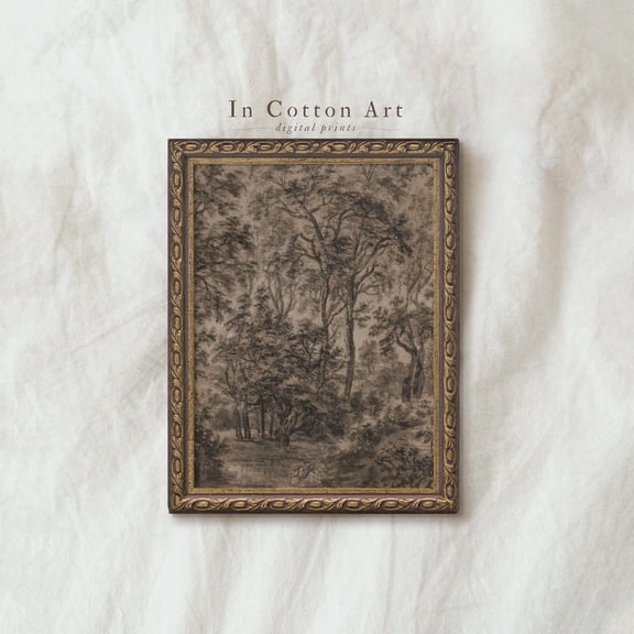 Moody Forest Vertical Woodland Art Vintage Dark Landscape, Unframed Paper Poster 16x20in