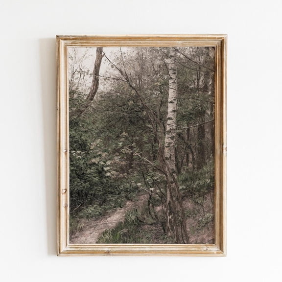Moody Forest Vintage, Trees Antique Vertical Wall Art, Cottage Wall Decor, Nature Landscape Wall Art, Country Wall Art, Poster, Unframed Poster Size 12x18