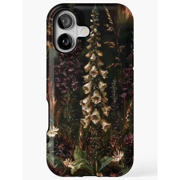 Moody Foxglove Wildflower Botanical Tough Phone Case for Apple iPhone, Polycarbonate and TPU