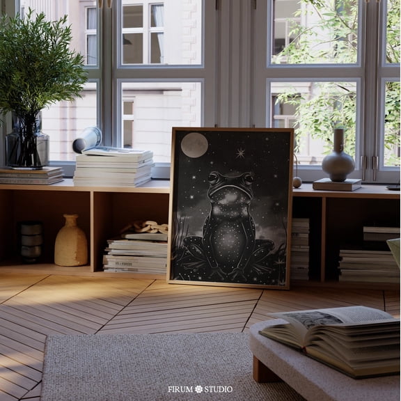 Moody Frog Wall Decor, Dark Academia Toad Art Print