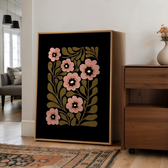 Moody Green Floral Boho Botanical Style Wall Art Print, Botanical ...