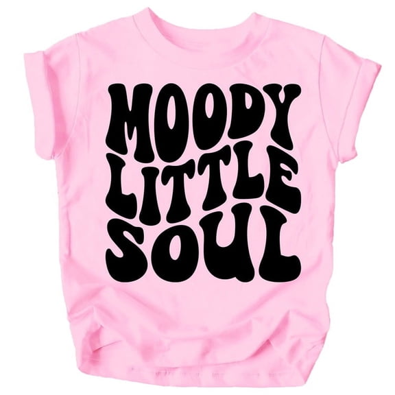 Moody Little Soul Retro Girls Shirts Black on Pink Shirt 4T