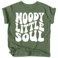 thumbnail image 1 of Moody Little Soul Retro Girls Shirts White on Military Green Shirt Youth Large, 1 of 2
