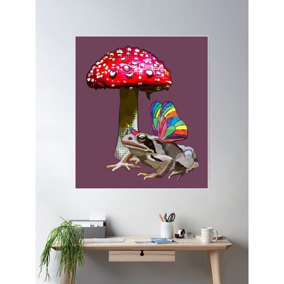 Moody Magic Toad Under Toadstool By Beefoxtree (Fig) Poster Wall Art, Modern Wall Decor For Living Room Bedroom, 12x18 UNFRAMED