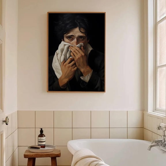 Moody Man Portrait Dark Academia Style Art Home Decor, 12x18 UNFRAMED
