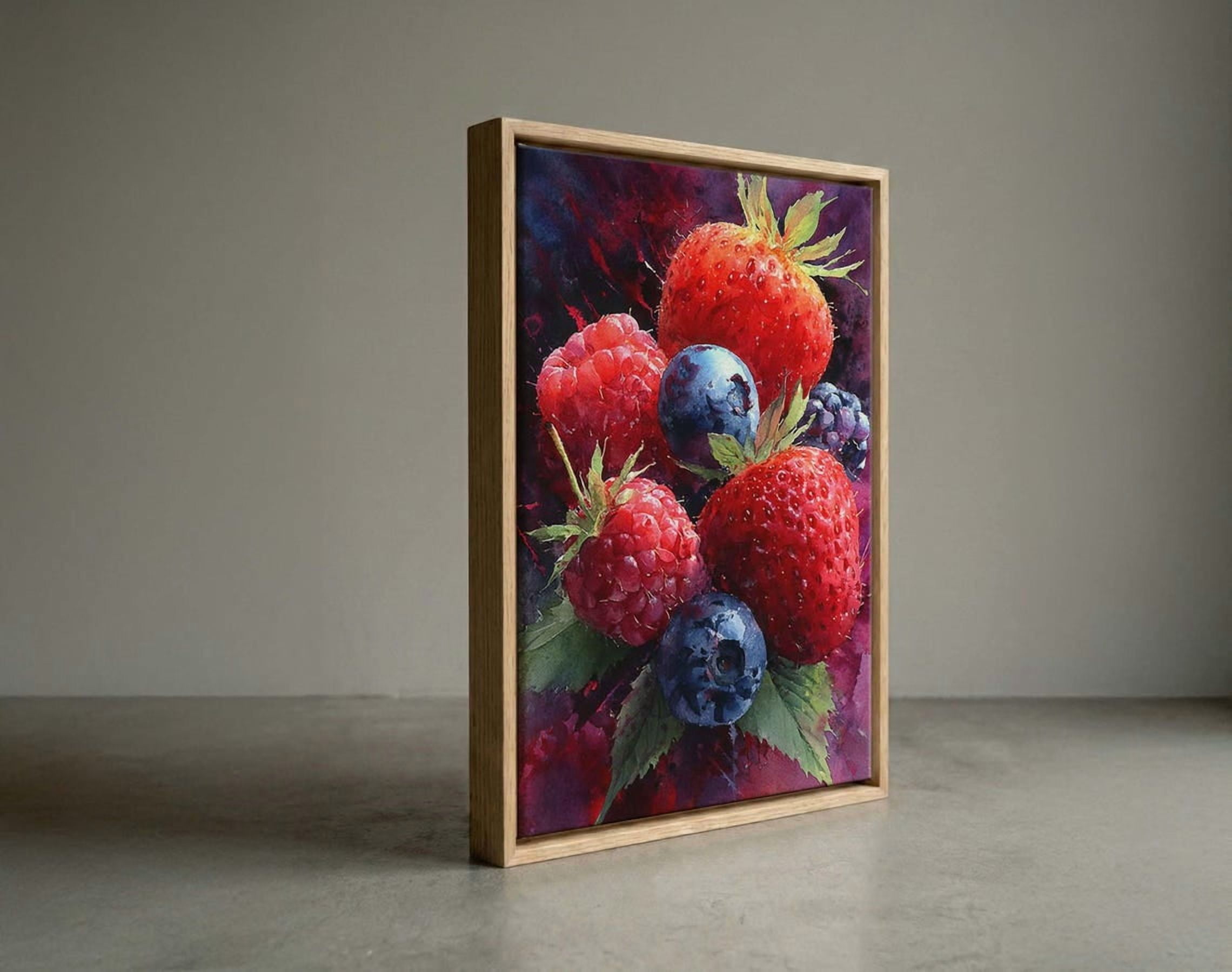 Moody Mixed Berries Wall Art Print, Dark Strawberry Raspberry Blueberry ...