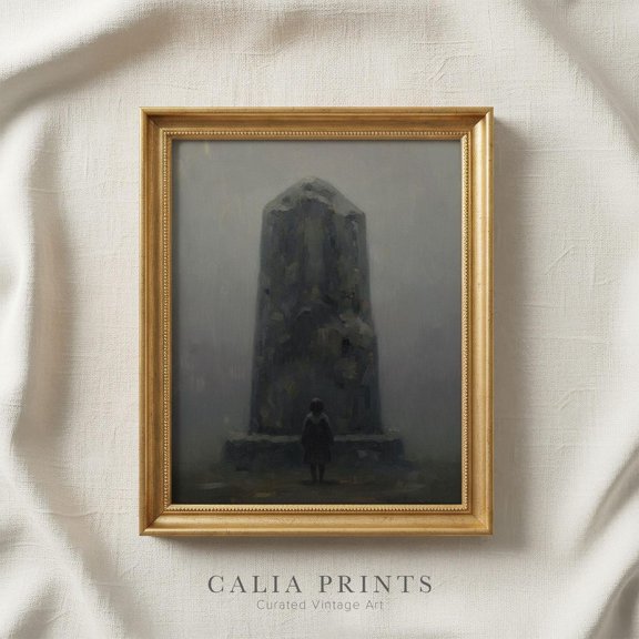 Moody Monolith Dark Academia Fog Unframed Paper Print