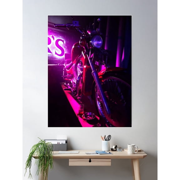 Moody Motorcycle Poster Wall Art, Modern Wall Decor For Living Room Bedroom, 8x12 UNFRAMED