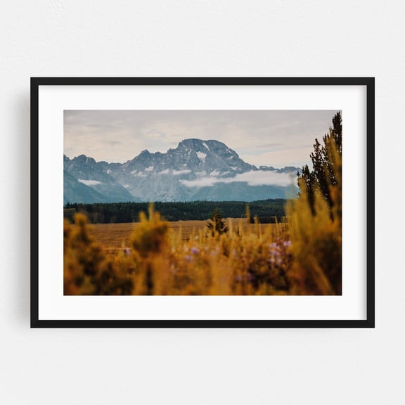 Moody Mount Moran - Wyoming Photography Mountain Nature Landscape Autumn Scenic Wilderness Forest Black Framed Wall Art Print 20 x 30 inches