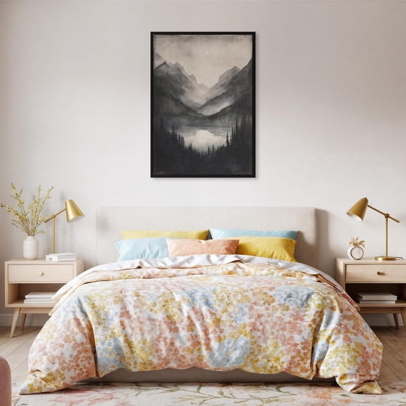 Moody Mountain Wall Art Poster Misty Black And White Landscape Nature Cabin Decor Him Or Minimal Rustic Home Accent Design1 Poster, Unframed Size 16x24