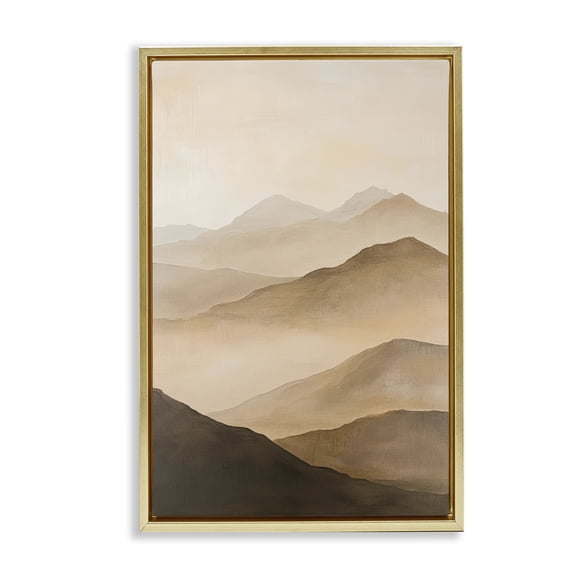 Stupell Industries Moody Mountains Foggy Landscape Gold Framed Floater Canvas Wall Art, design by Petal Prints Design