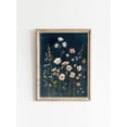 thumbnail image 1 of Moody Navy Blue Botanical Pink Wildflowers Cottagecore Art, Unframed Canvas 12x16in, 1 of 4
