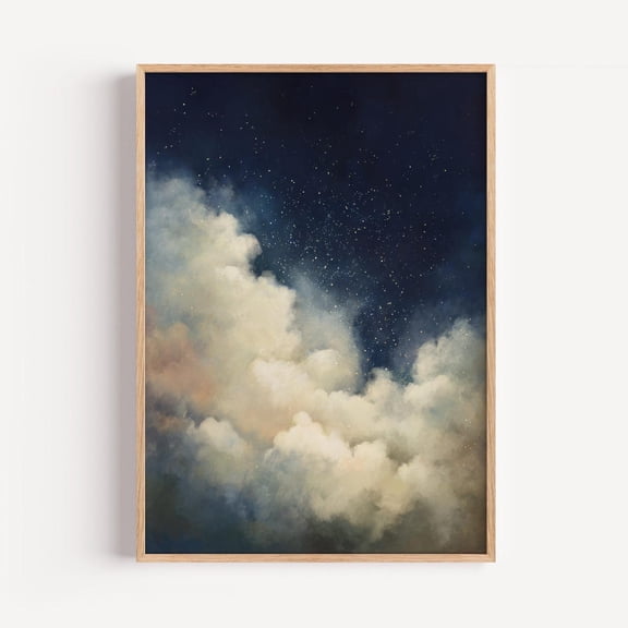 Moody Navy Clouds Print, Dark Sky Wall Art