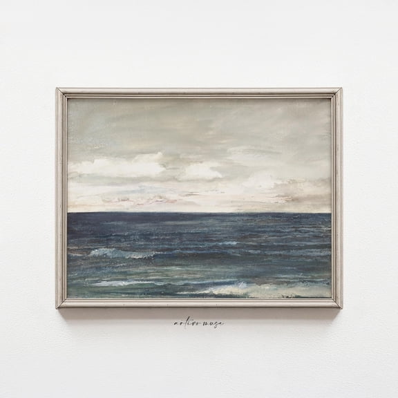 Moody Ocean Landscape Print, Unframed Paper Poster 8x10in