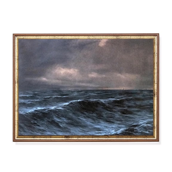 Moody Ocean Storm Dark Seascape Waves Coastal Coastal Seascape Wall Art Decor Unframed Paper Print