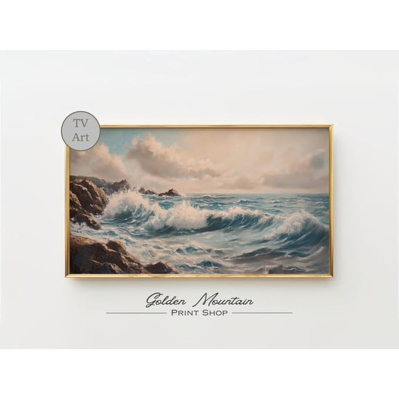 Moody Ocean Waves Coastal Summer, Sea Landscape Wall Art, Seascape Beach House, Ocean Decor Downloadable Poster Decor, Size 12x18 UNFFRAMED F03.1.8l1207