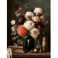 thumbnail image 1 of Moody Peony Still Life Canvas Antique Floral Dark Academia Living Room Wall Art, 1 of 8