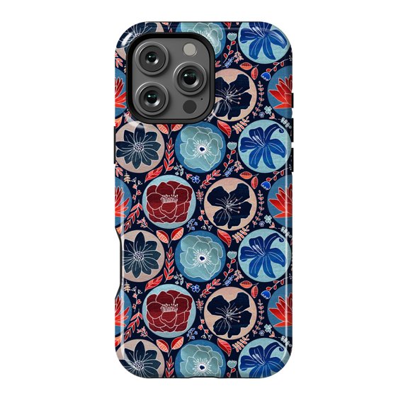 Moody Polka Dot Floral Dark Bloom Case for iPhone 11 12 13 14 15 16 17 Pro Max