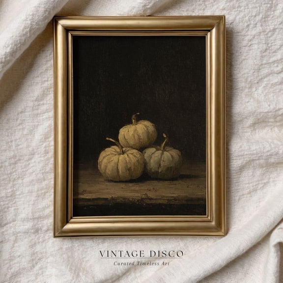 Moody Pumpkin Still Life Wall Art Fall Decor Living Room Bedroom Office