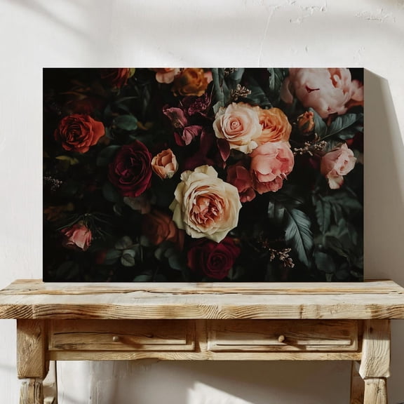 Moody Rose Bouquet Dark Floral Still Life Art Vintage Botanical Print Romantic Baroque Flower Painting Elegant Wall Decor Wall Art Modern Wall Decor